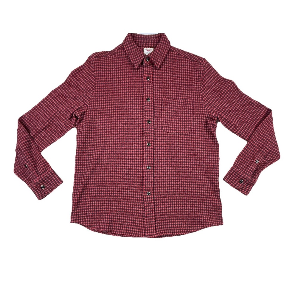 Faherty Legend Sweater Shirt Red Black Gingham Plaid Button Up Flannel Men's M